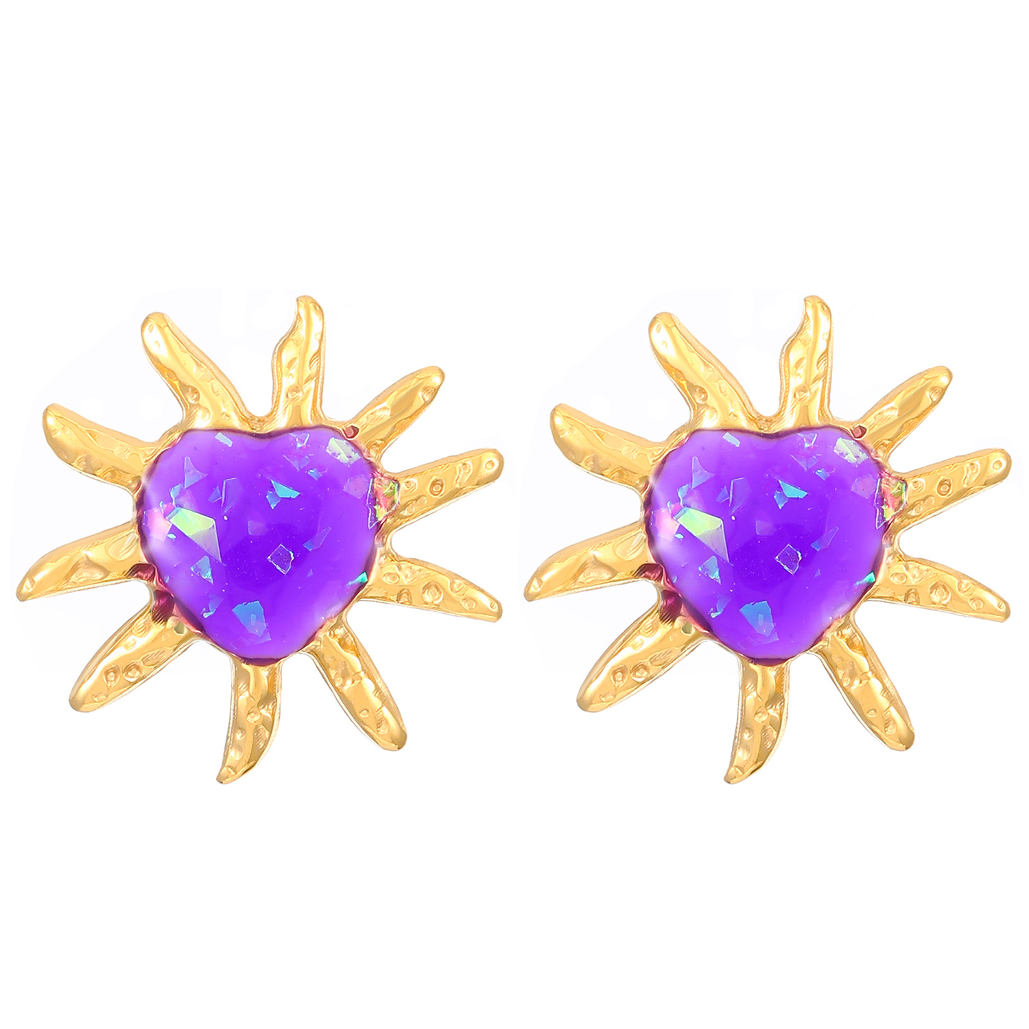 5:05 18k real gold purple sun z-058