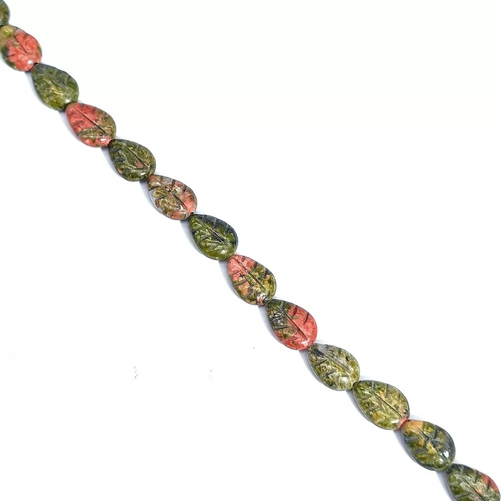 Carved leaf green stone