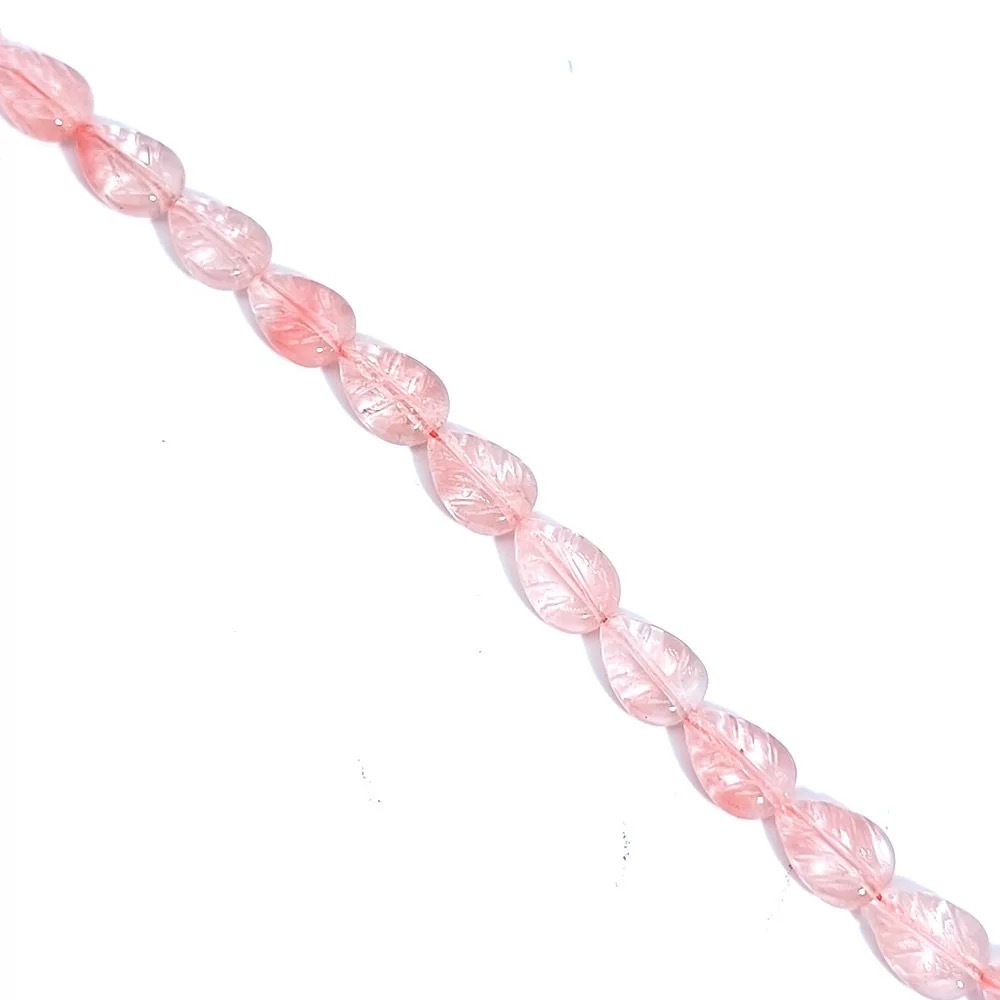 Carved Leaves Synthetic Watermelon Crystal