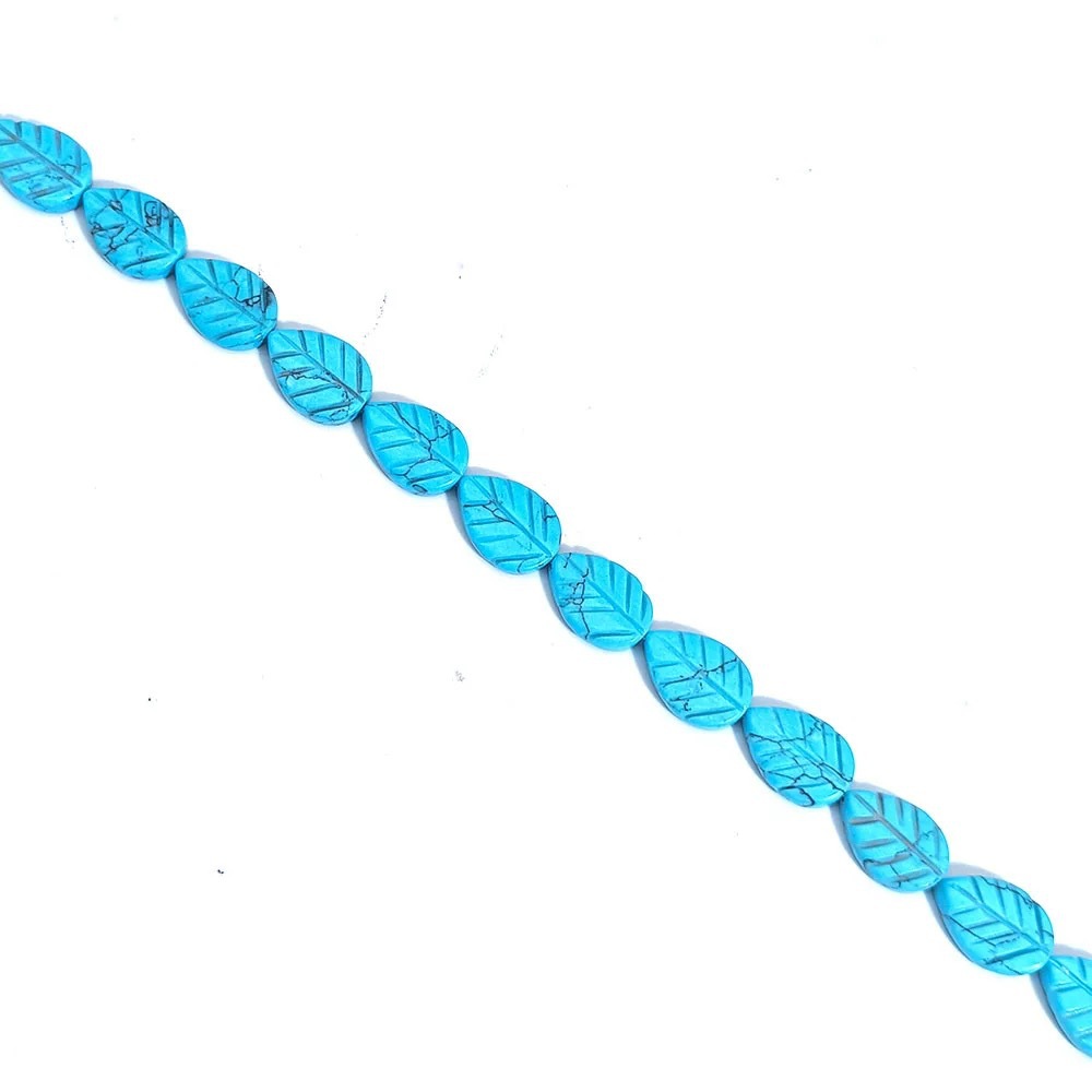 Carved leaves synthetic blue turquoise
