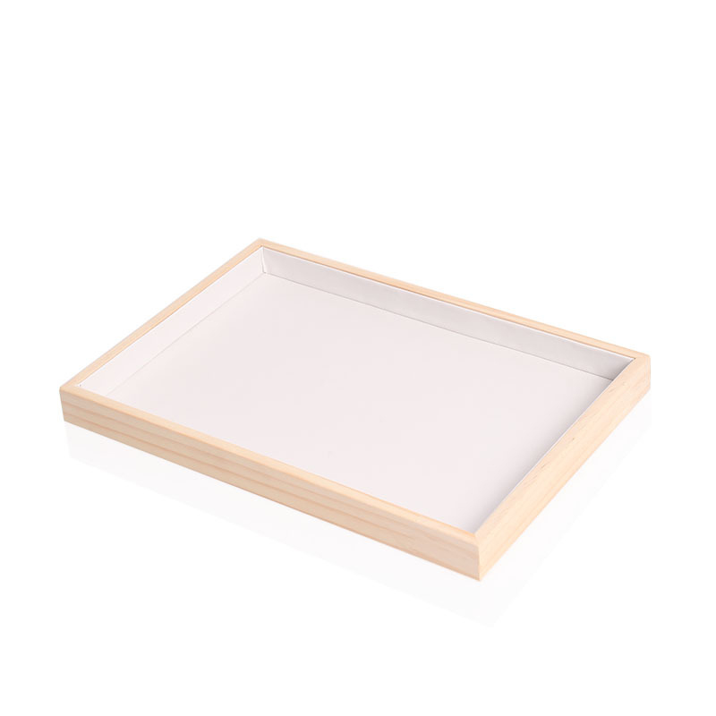 3:Solid Wood Large Empty White Leather Plate