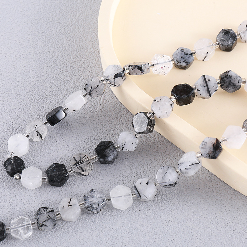 hexagonal black hair crystal