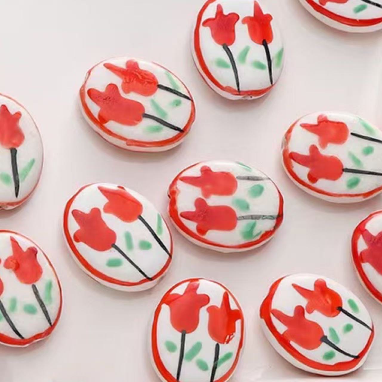 1 large red double flower oval