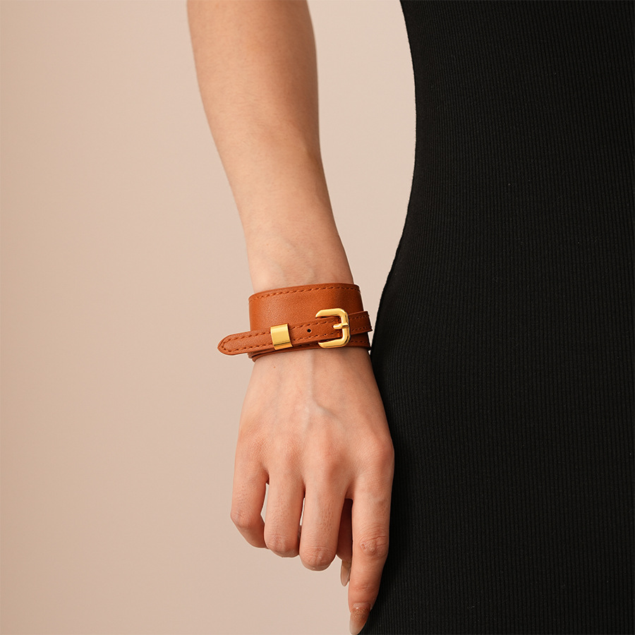 2:Brown leather bracelet necklace