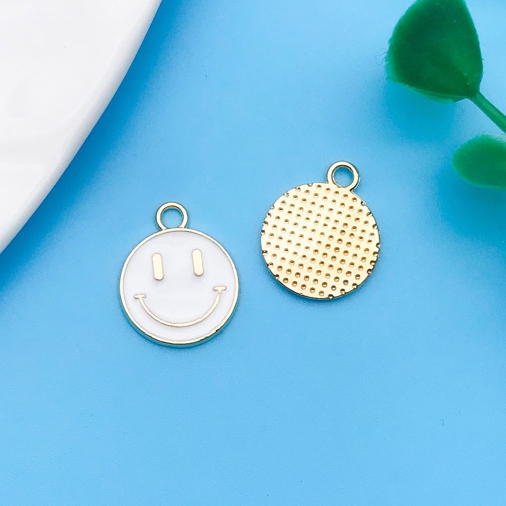 Oil dripping white round smiley face 11.5x 14mm-13