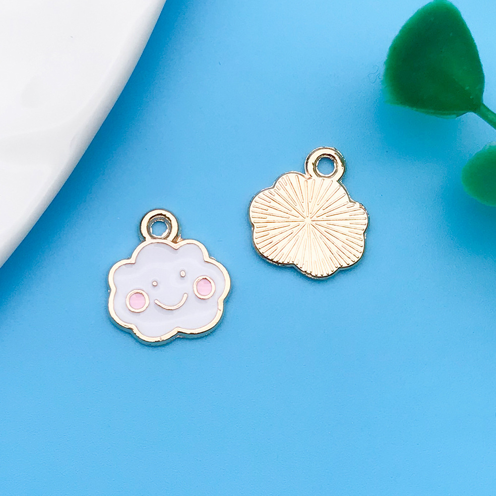 8:Dripping oil white smiling face clouds 12x13mm-11054-0.5g