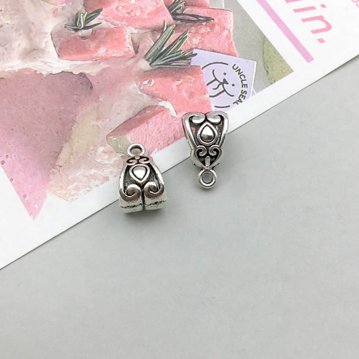 1 ancient silver tee hanging head 8*13mm hole 6mm-