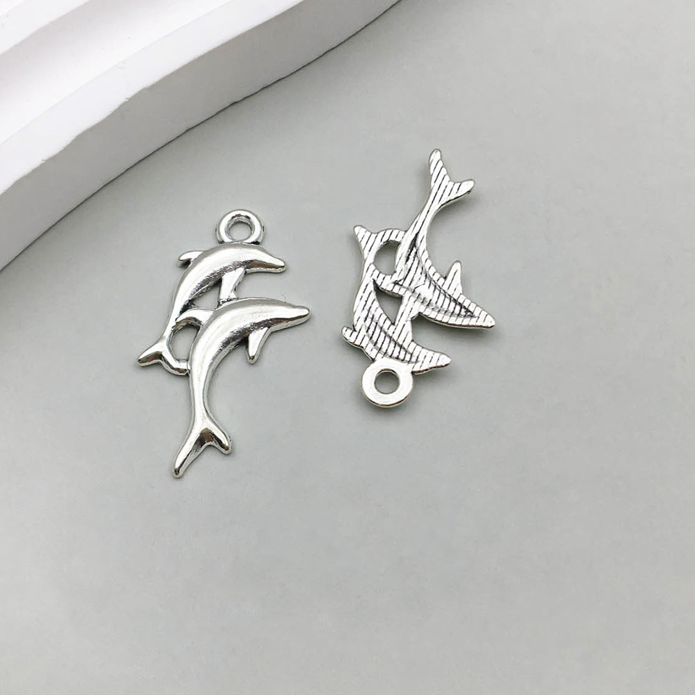 14:1 antique silver ocean dolphin 28*17mm-1.2g-10379