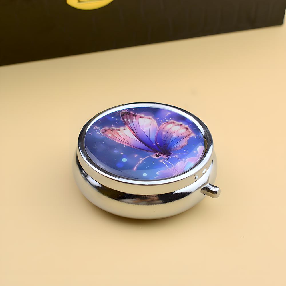 Round Pill box[Purple Butterfly]]