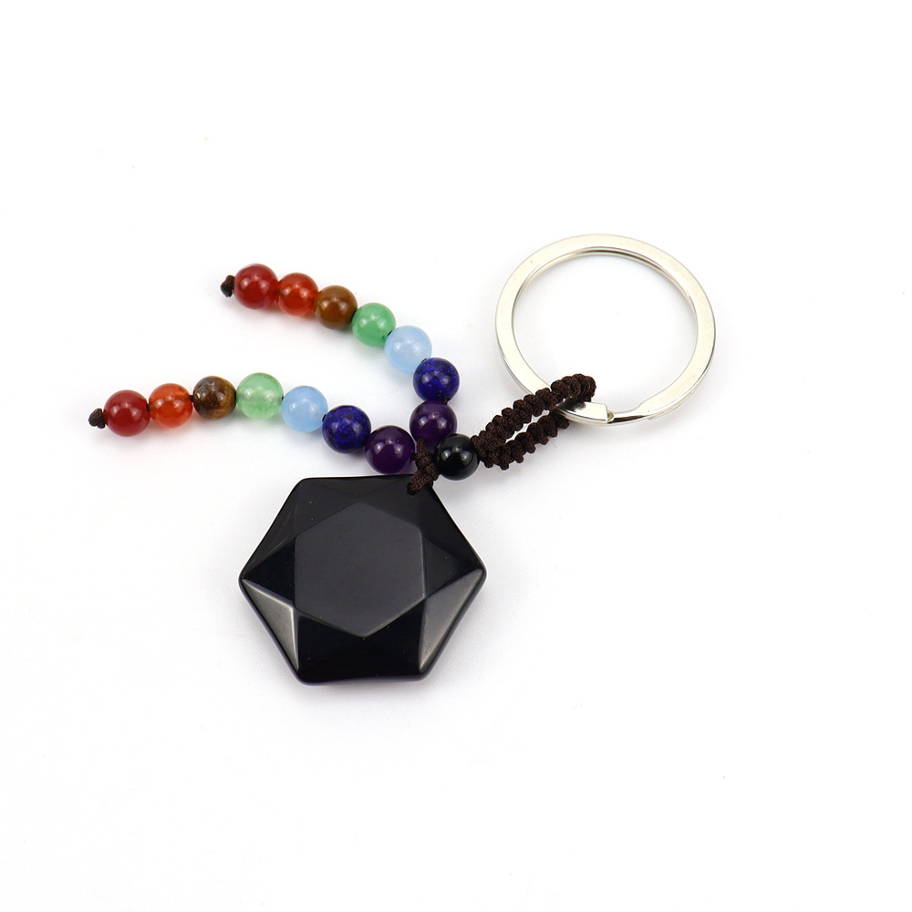 3:Brown Rope Obsidian Keychain