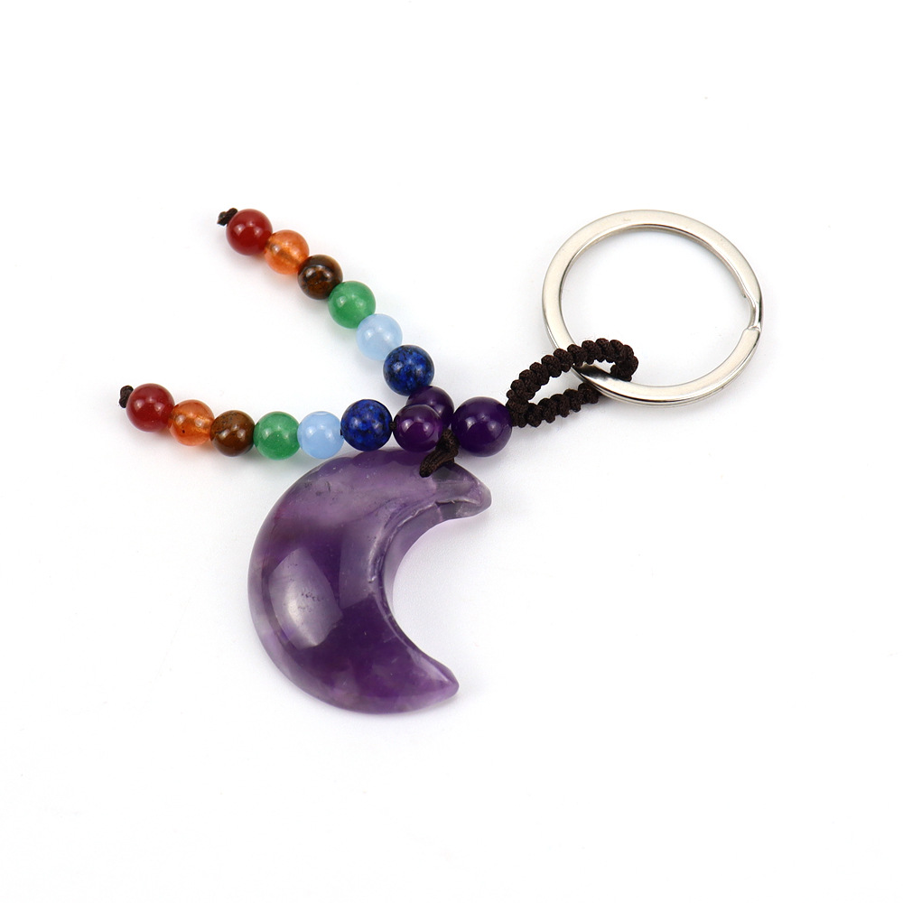 Brown rope amethyst keychain