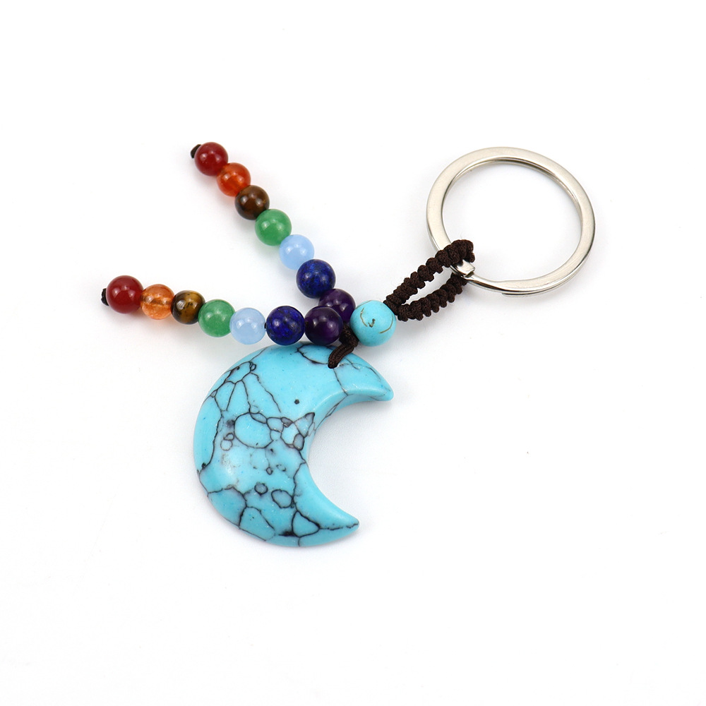 Brown rope blue pine key chain
