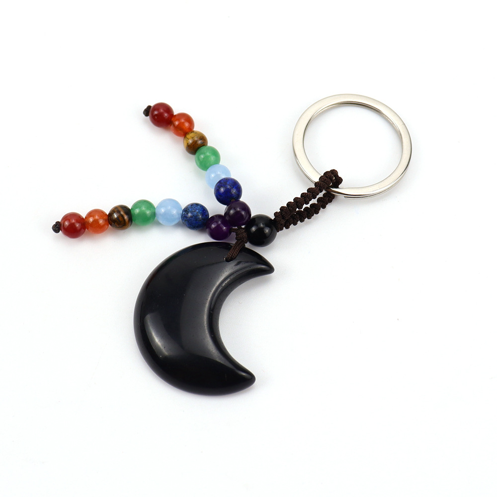 3:Brown Rope Obsidian Keychain