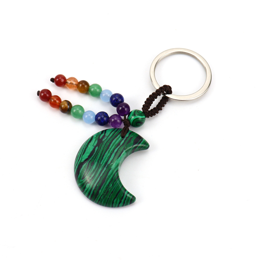 10:Brown rope malachite keychain