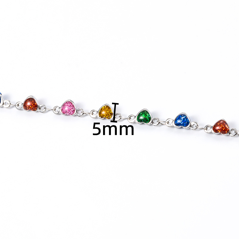 1:Steel color glue heart-shaped chain 5mm