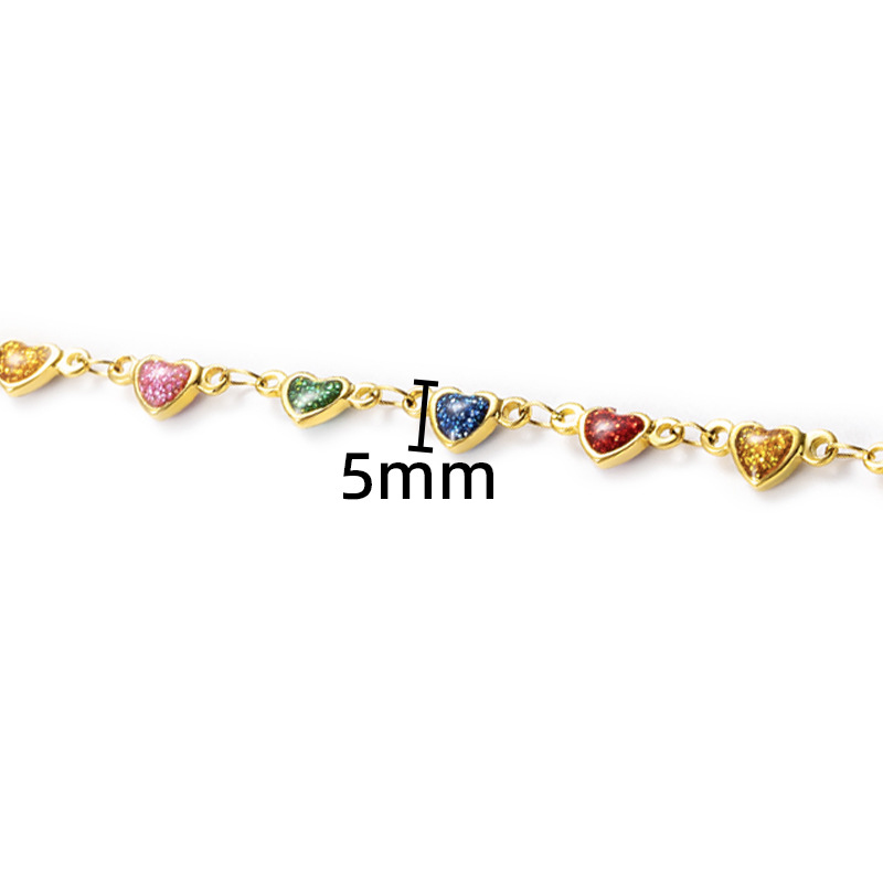 2:Vacuum 18k gold glue heart-shaped chain 5mm