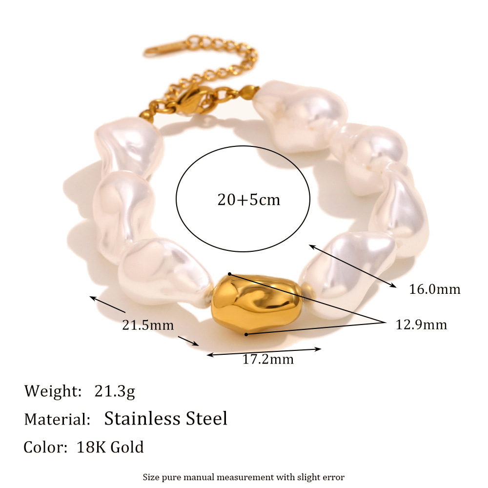 1:Baroque imitation pearl bracelet - gold