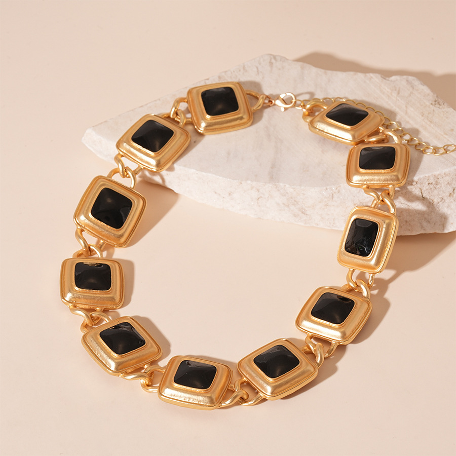 1:Black square necklace