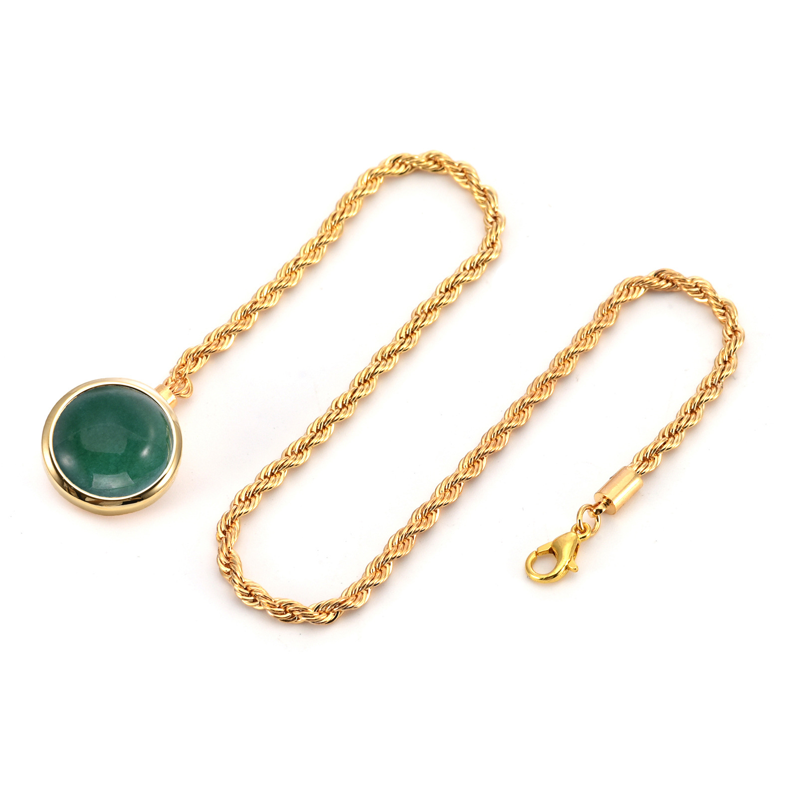 6:gold green chalcedony chain