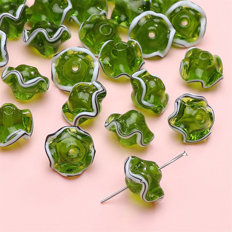2:transparent glass beads green