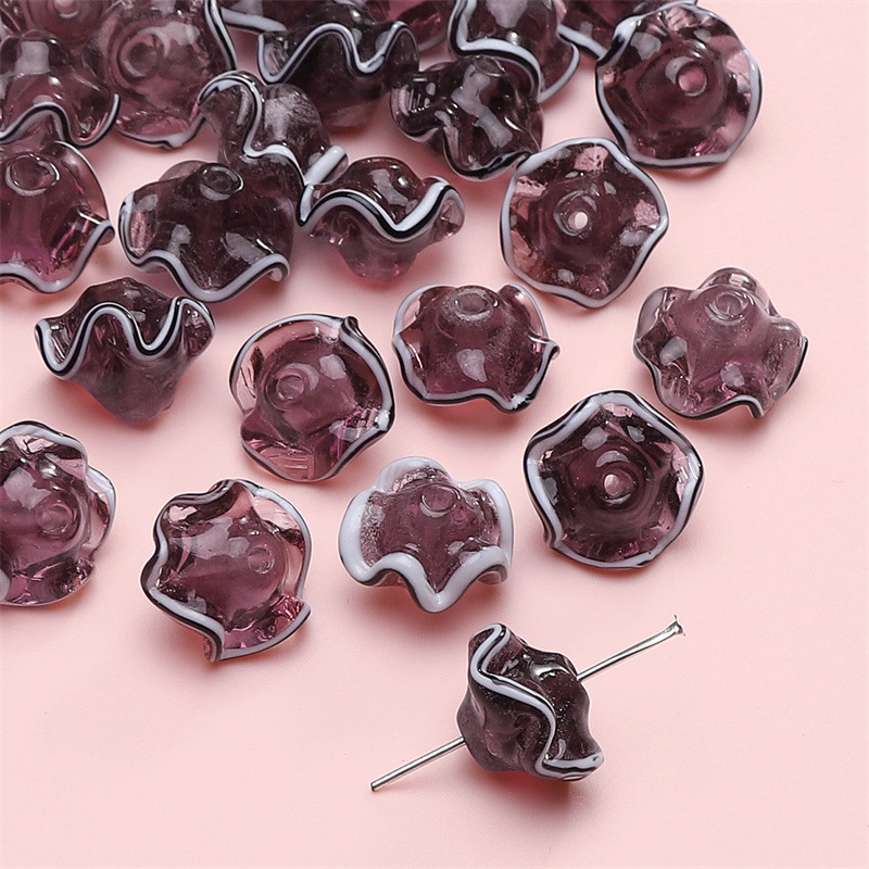 3:transparent glass beads purple