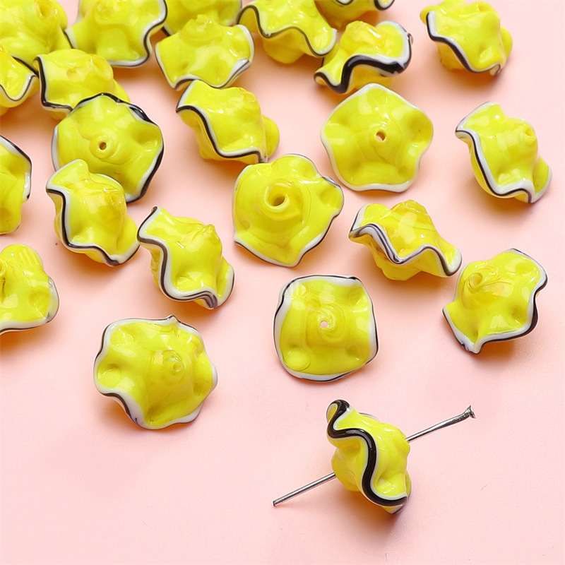 7:solid color glass beads yellow