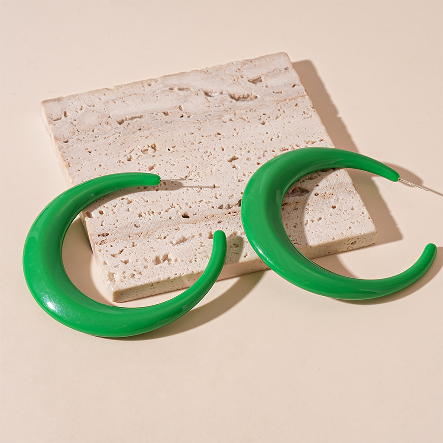 2:Silver needle-green acrylic geometric earrings