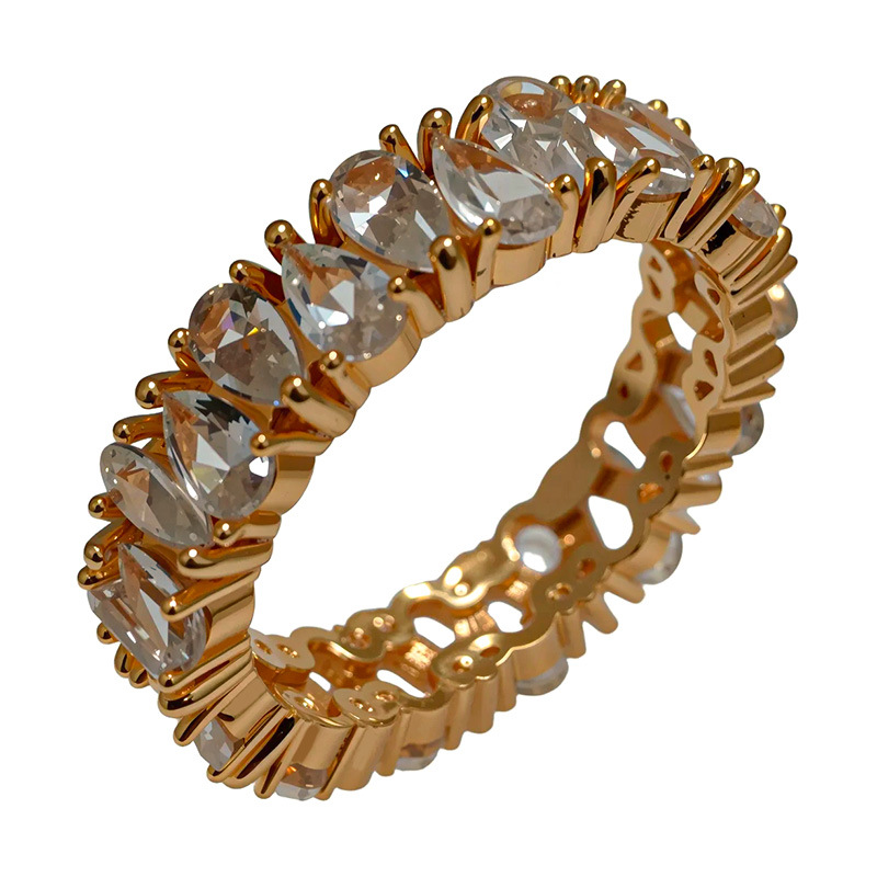 2:Gold base white water drop ring