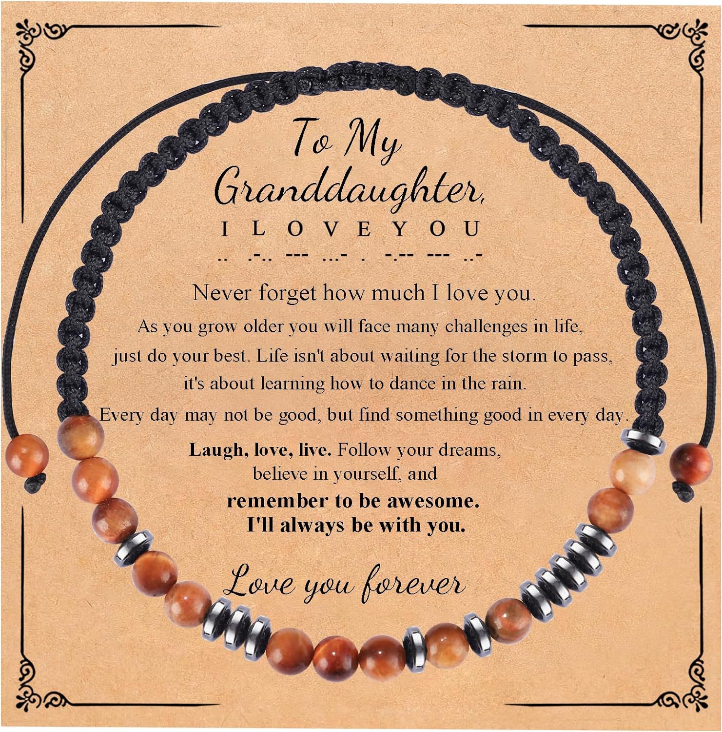 29:Yellow Tiger Eye   To My Granddaughter card