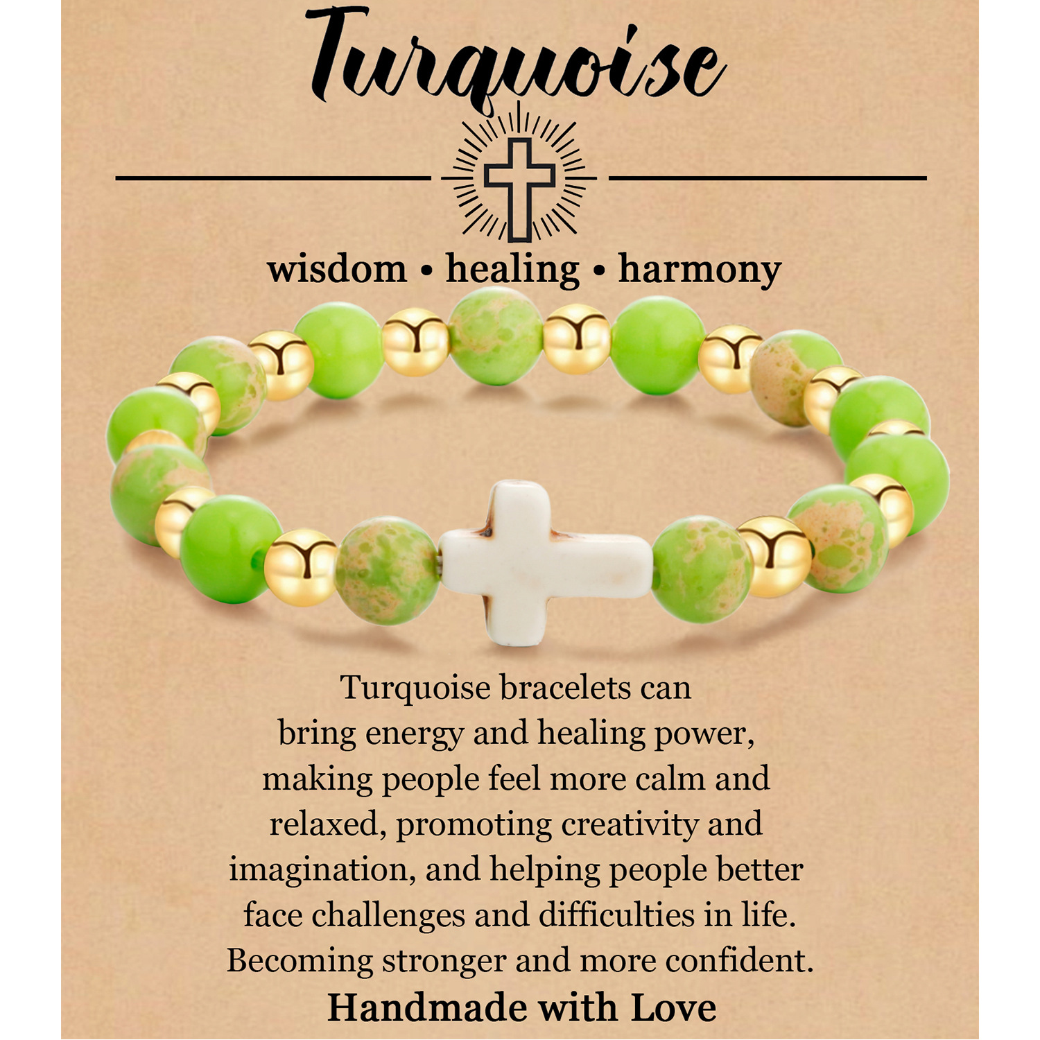 Green Emperor Pine Gold Beads With card