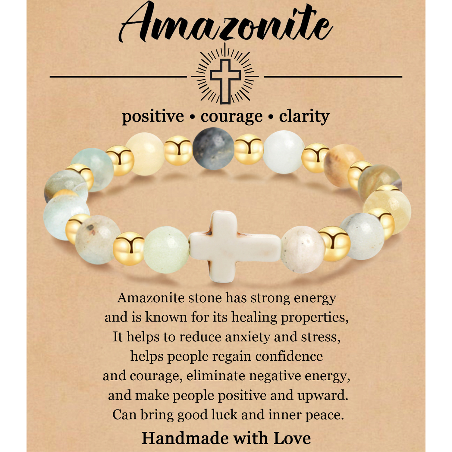 Amazon Stone Gold Beads With card