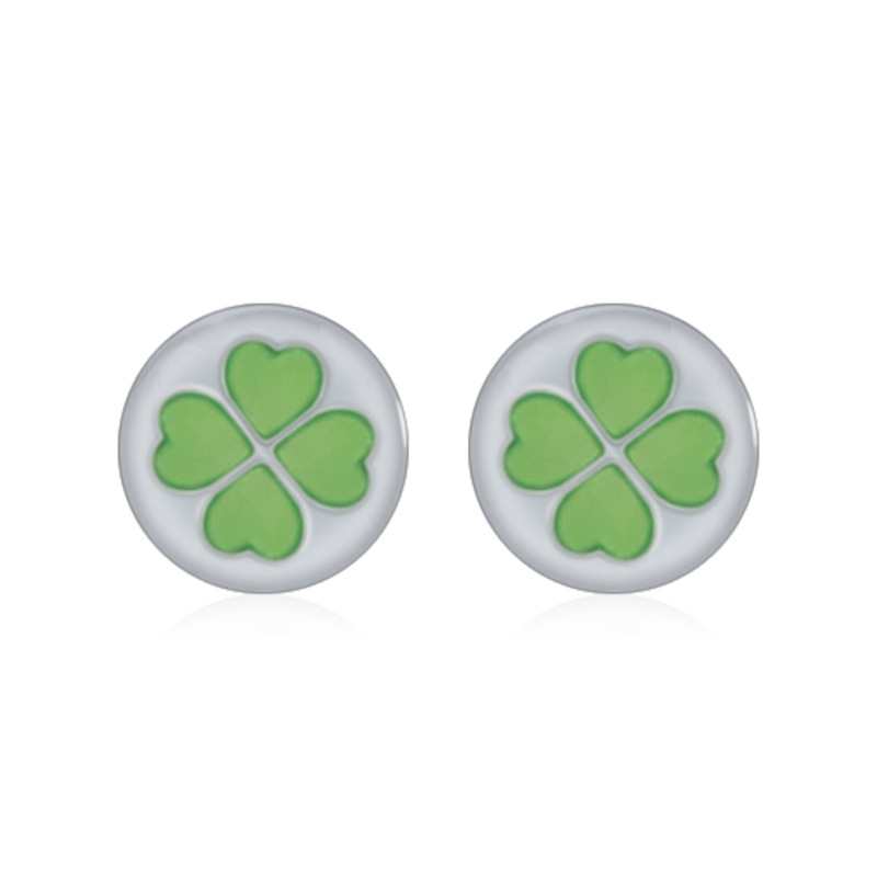 17:Round four-leaf clover stud earrings