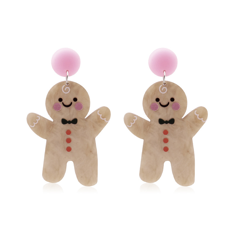 9:Acrylic gingerbread man stud earrings