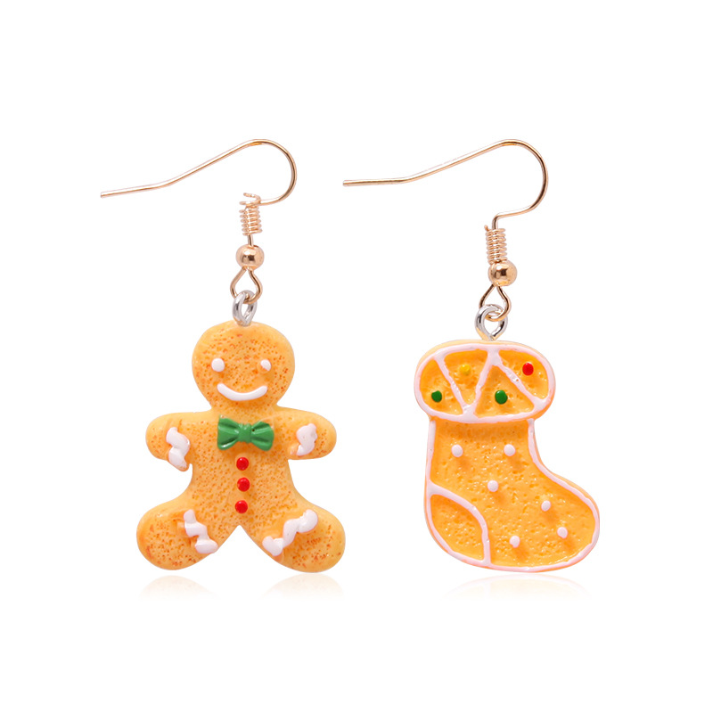 14:Resin gingerbread man asymmetric earrings