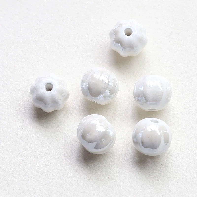 2:2#White ceramic pumpkin beads 1 piece