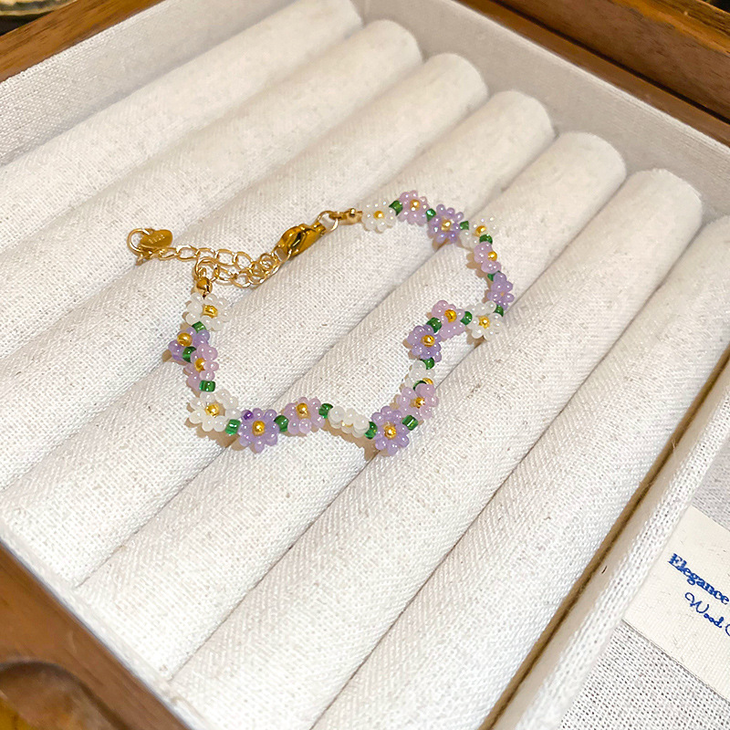 1:Purple Flower Rice Bead Bracelet