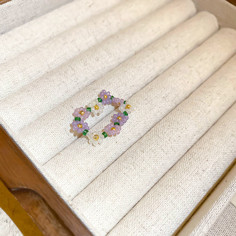 3:Purple Flower Rice Bead Ring