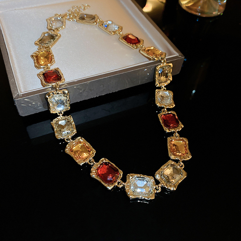 1:Colored Diamond Square Necklace