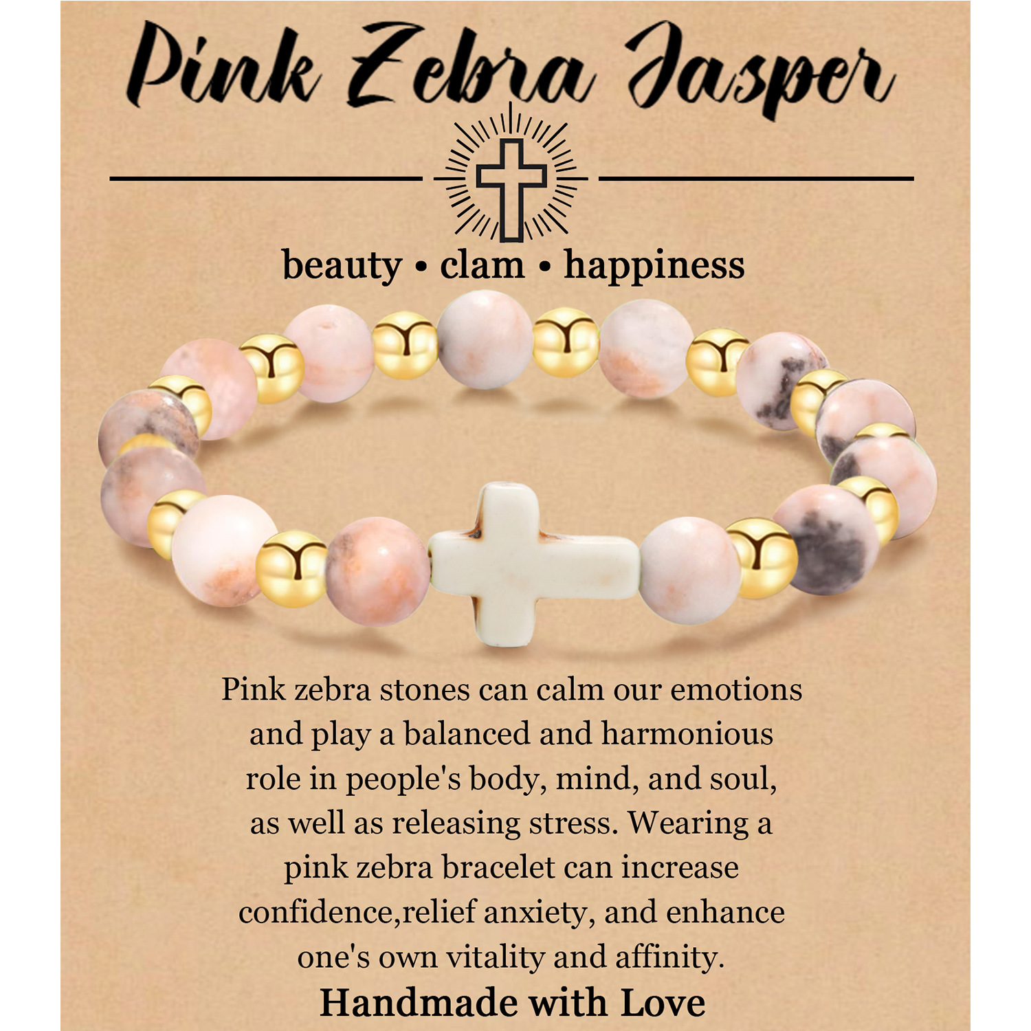 15:Pink Zebra Gold Beads