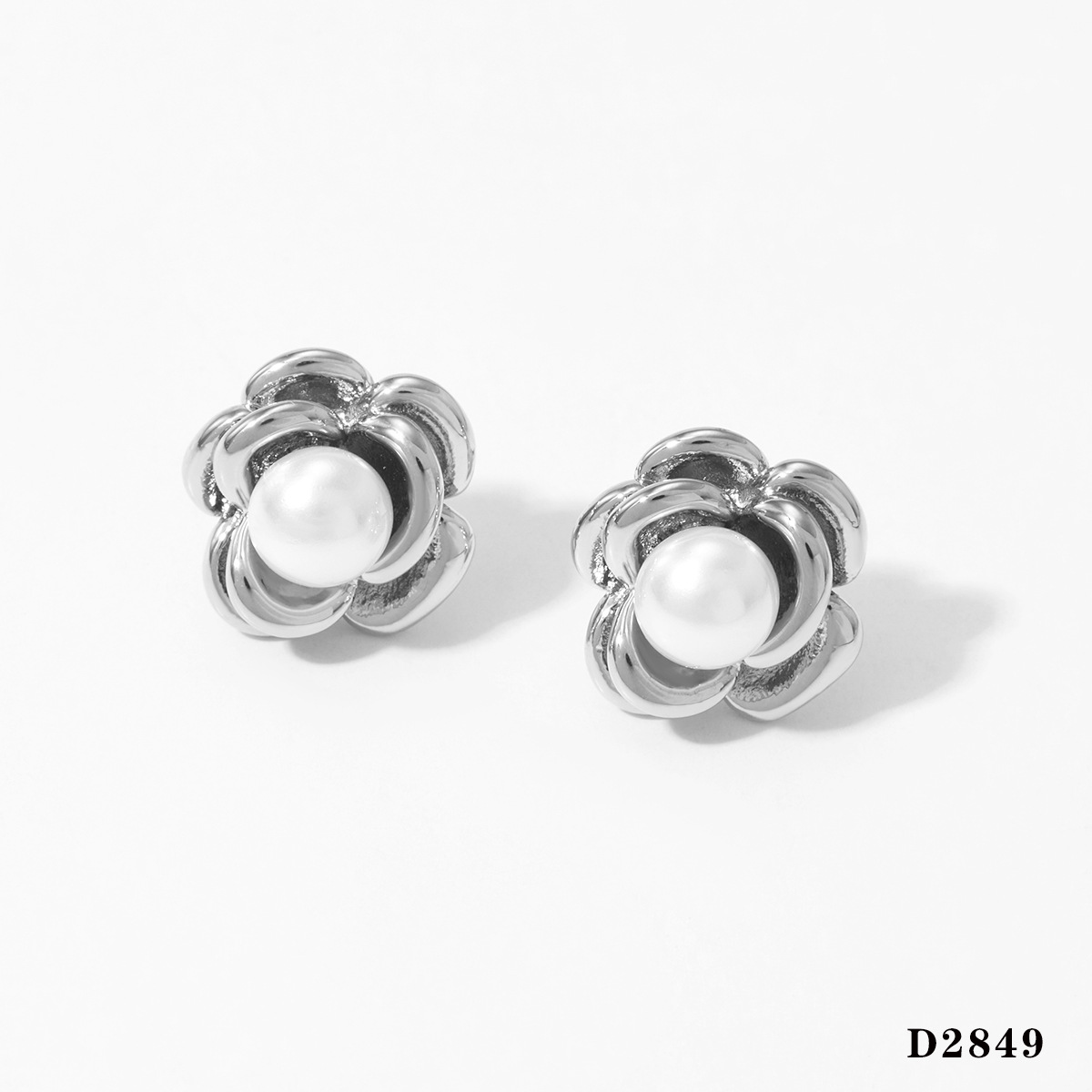 Silver flower earrings d2849