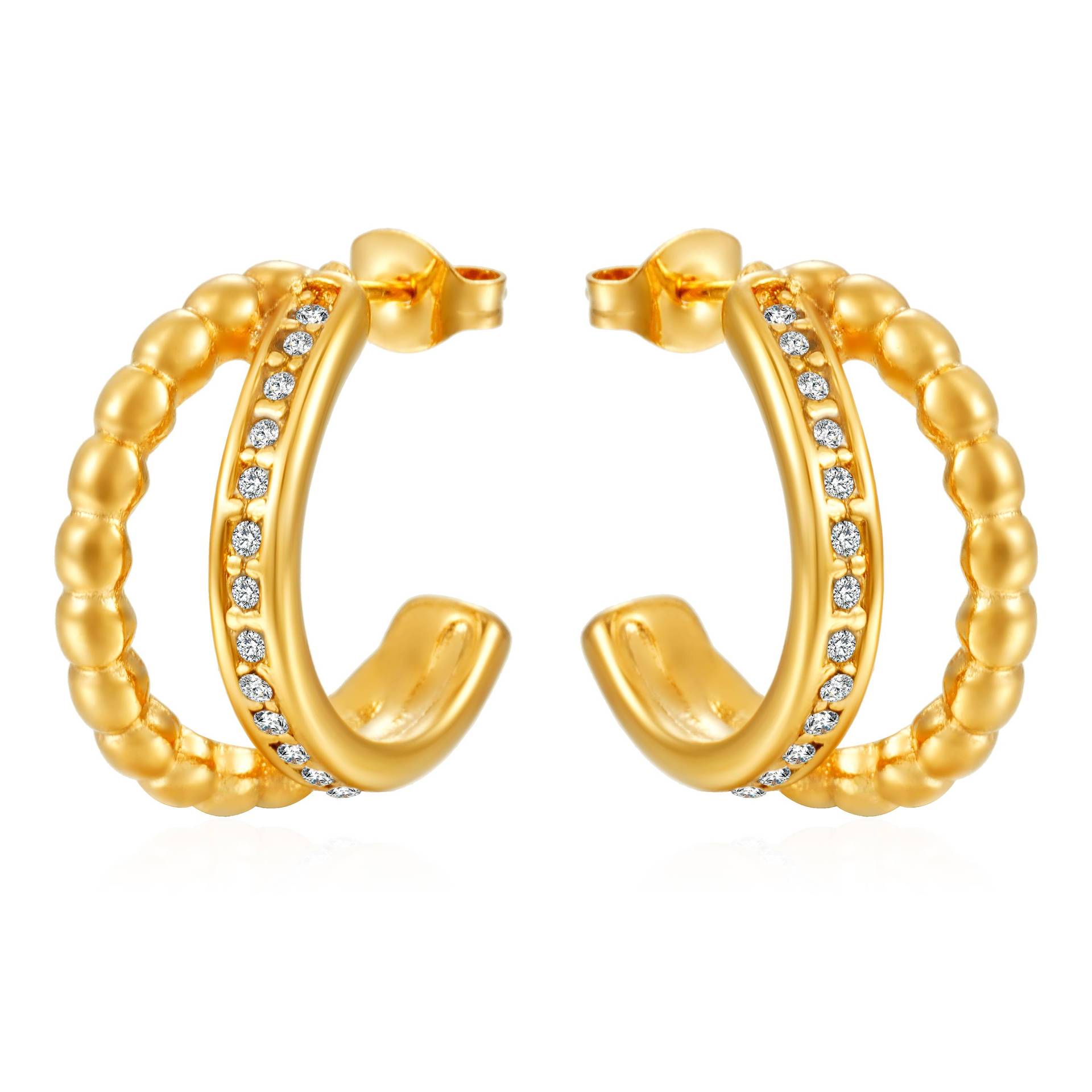 1:Diamond earrings inlaid gold ms-634