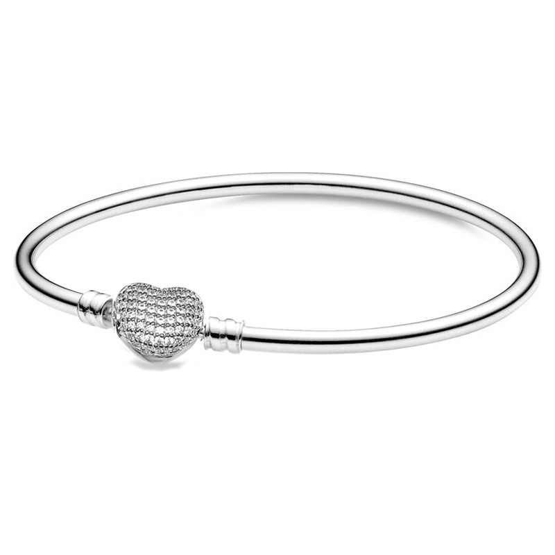 Silver dot diamond love buckle bracelet 17cm