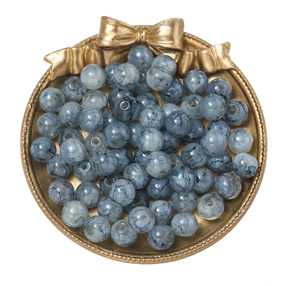 10mm colored glaze spray blue powder beads-black b