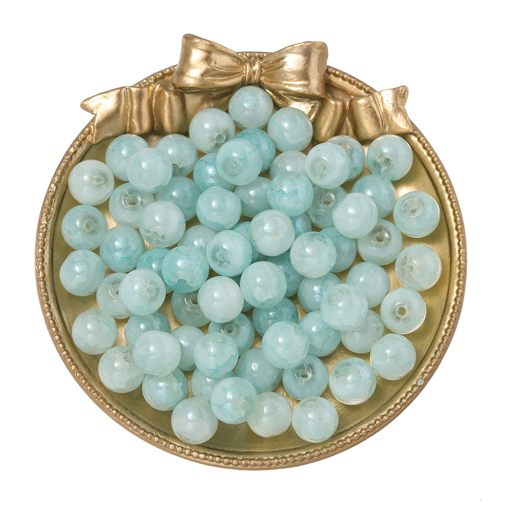 10mm glazed blue powder beads-light green