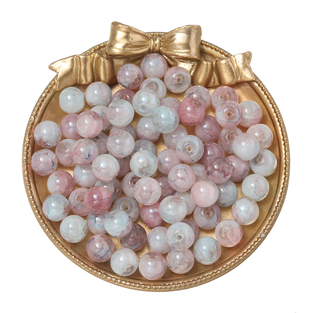 10mm glazed blue powder beads-pink blue