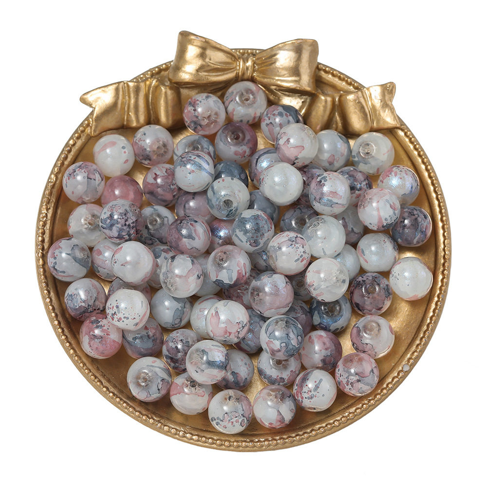 10:10mm glaze spray blue powder beads-powder gray pattern