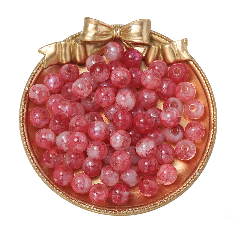 12:10mm glazed blue powder beads-red