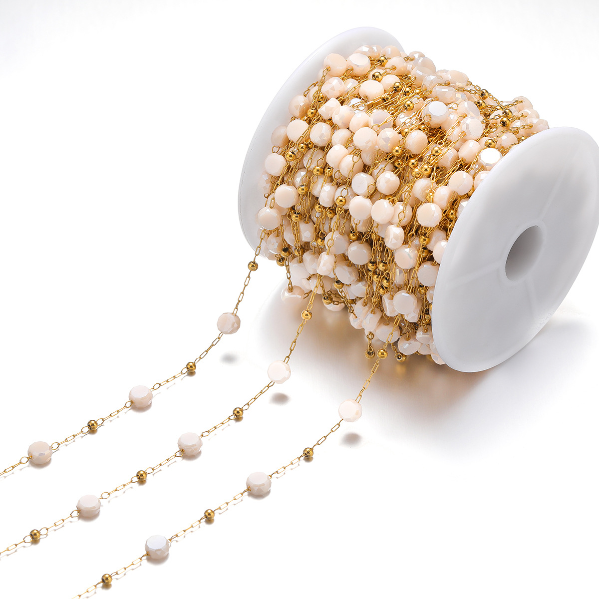 3:Colored crystal beads light pink white