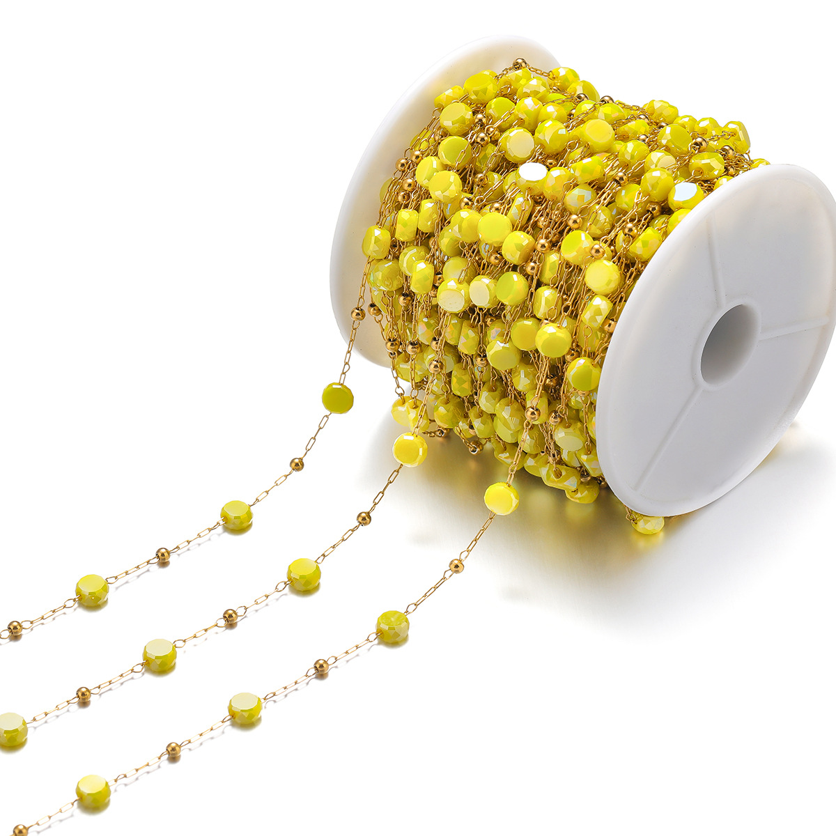 4:colored crystal beads yellow