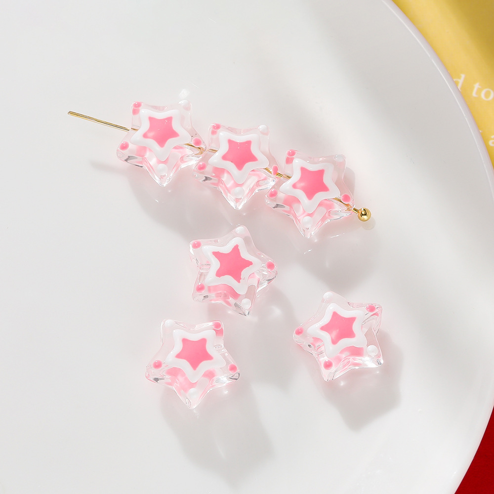 Glazed five-pointed star beads-pink
